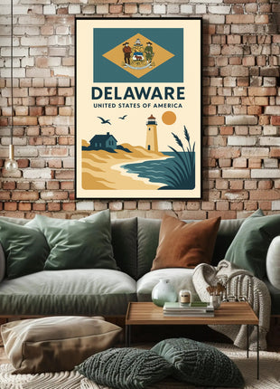 Delaware Coastal Vintage Travel Art Poster