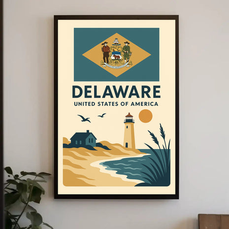 Delaware Coastal Vintage Travel Art Poster