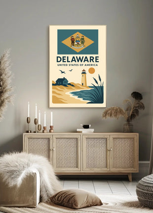 Delaware Coastal Vintage Travel Art Poster