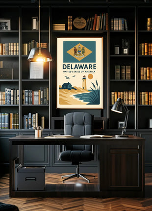 Delaware Coastal Vintage Travel Art Poster