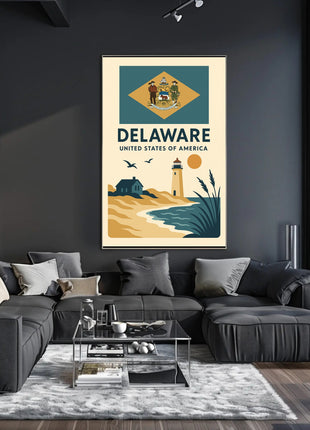 Delaware Coastal Vintage Travel Art Poster