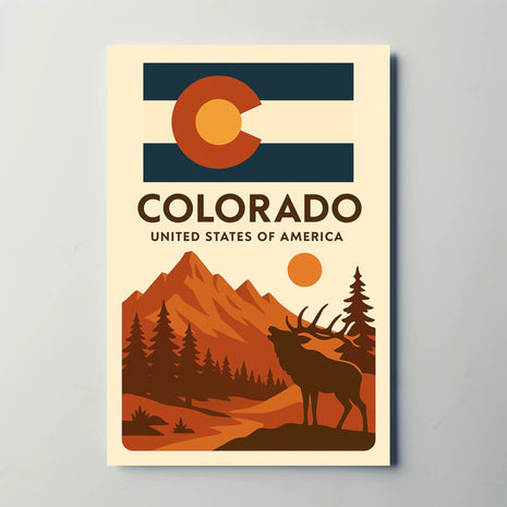 Colorado Mountains and Wildlife Vintage Travel Poster