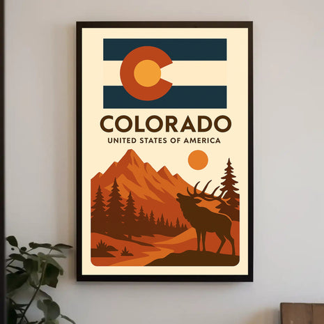 Colorado Mountains and Wildlife Vintage Travel Poster