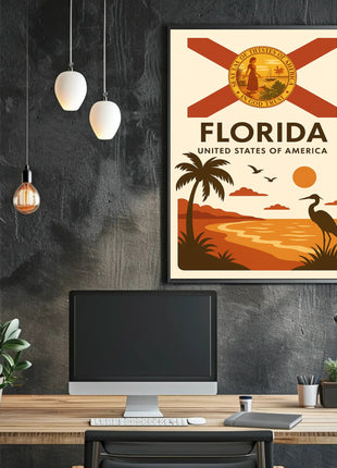 Florida Tropical Beauty Sunset Travel Poster