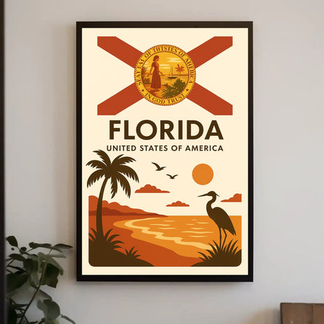 Florida Tropical Beauty Sunset Travel Poster