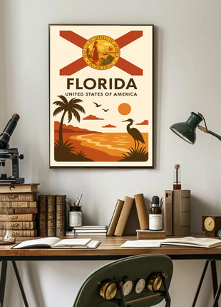 Florida Tropical Beauty Sunset Travel Poster
