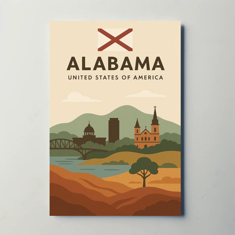 Alabama Travel Poster: Vintage Style USA Scenic Print