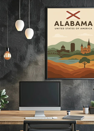 Alabama Travel Poster: Vintage Style USA Scenic Print