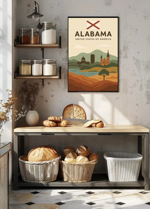 Alabama Travel Poster: Vintage Style USA Scenic Print