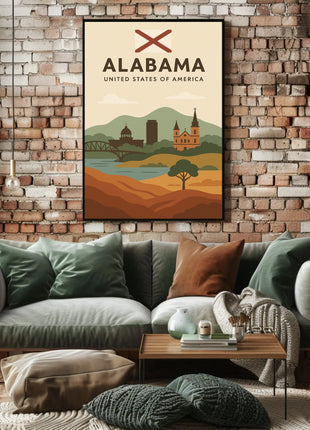 Alabama Travel Poster: Vintage Style USA Scenic Print