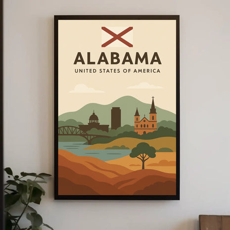 Alabama Travel Poster: Vintage Style USA Scenic Print
