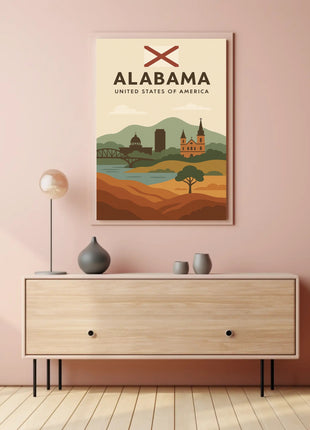 Alabama Travel Poster: Vintage Style USA Scenic Print