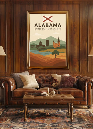 Alabama Travel Poster: Vintage Style USA Scenic Print
