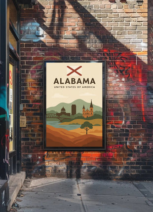 Alabama Travel Poster: Vintage Style USA Scenic Print