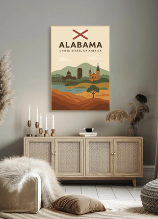 Alabama Travel Poster: Vintage Style USA Scenic Print