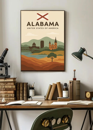 Alabama Travel Poster: Vintage Style USA Scenic Print