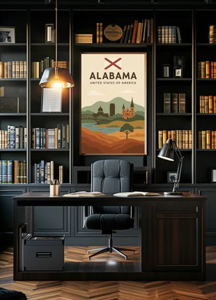 Alabama Travel Poster: Vintage Style USA Scenic Print