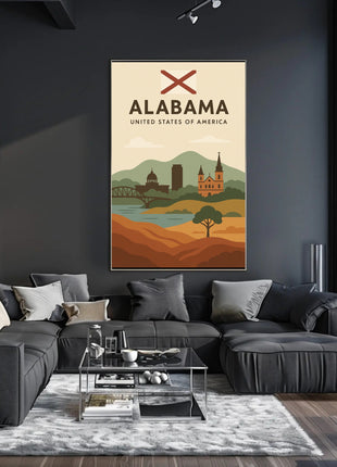 Alabama Travel Poster: Vintage Style USA Scenic Print