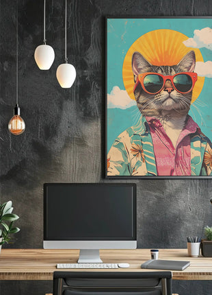 Retro Cat Cool Vibe Pop Culture Poster