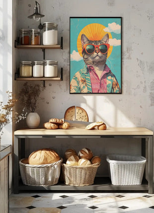 Retro Cat Cool Vibe Pop Culture Poster