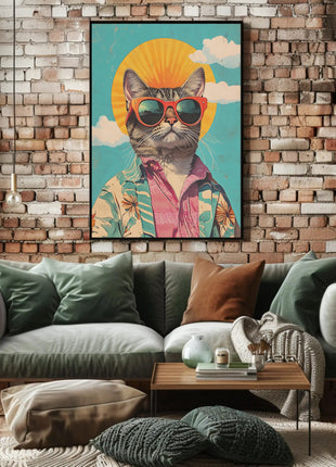 Retro Cat Cool Vibe Pop Culture Poster