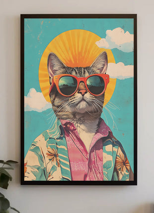 Retro Cat Cool Vibe Pop Culture Poster