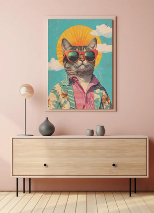 Retro Cat Cool Vibe Pop Culture Poster