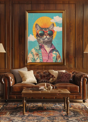 Retro Cat Cool Vibe Pop Culture Poster