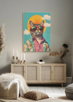 Retro Cat Cool Vibe Pop Culture Poster