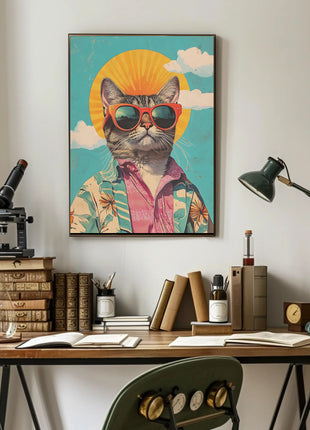 Retro Cat Cool Vibe Pop Culture Poster