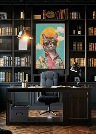 Retro Cat Cool Vibe Pop Culture Poster