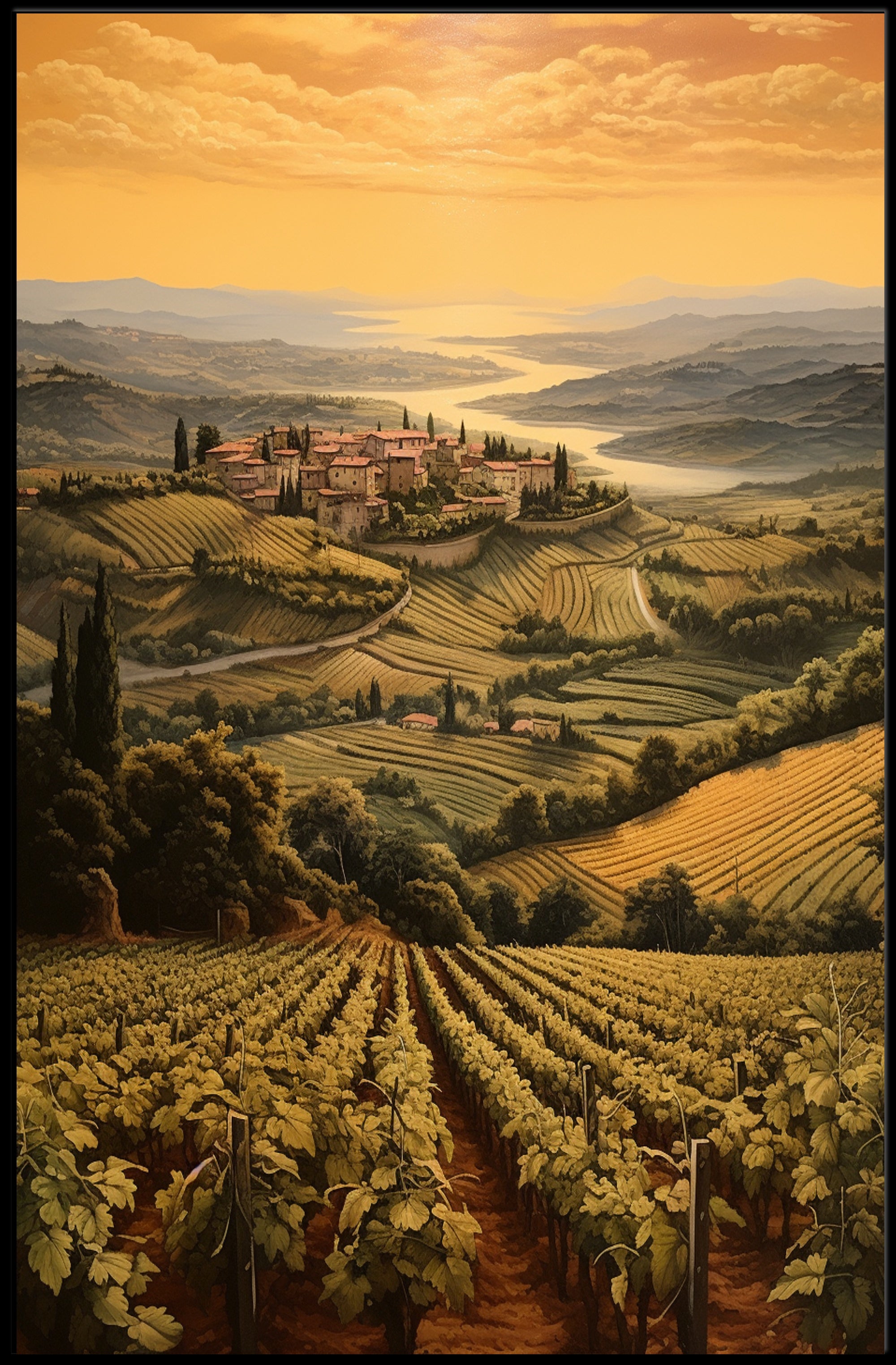 Idyllic Tuscan Countryside Scenic Travel Poster
