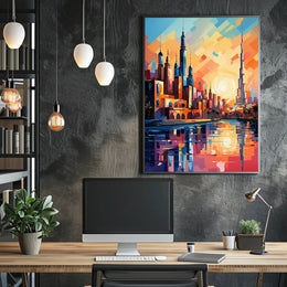 Vibrant Middle Eastern Cityscape Poster: Abstract Artistic Urban Fusion
