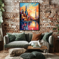 Vibrant Middle Eastern Cityscape Poster: Abstract Artistic Urban Fusion