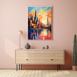 Vibrant Middle Eastern Cityscape Poster: Abstract Artistic Urban Fusion
