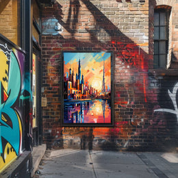 Vibrant Middle Eastern Cityscape Poster: Abstract Artistic Urban Fusion