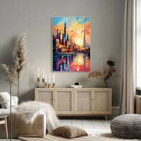 Vibrant Middle Eastern Cityscape Poster: Abstract Artistic Urban Fusion