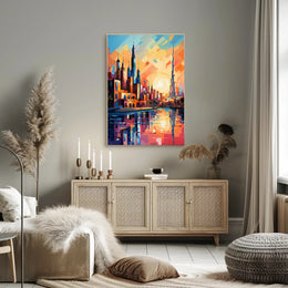 Vibrant Middle Eastern Cityscape Poster: Abstract Artistic Urban Fusion
