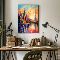 Vibrant Middle Eastern Cityscape Poster: Abstract Artistic Urban Fusion