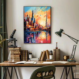 Vibrant Middle Eastern Cityscape Poster: Abstract Artistic Urban Fusion