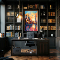 Vibrant Middle Eastern Cityscape Poster: Abstract Artistic Urban Fusion