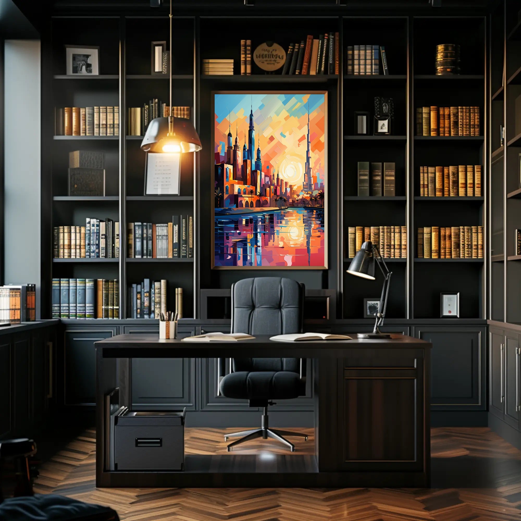 Vibrant Middle Eastern Cityscape Poster: Abstract Artistic Urban Fusion