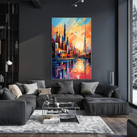 Vibrant Middle Eastern Cityscape Poster: Abstract Artistic Urban Fusion