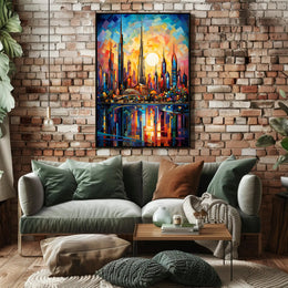 Futuristic Cityscape Mosaic Art Print: Futuristic Sci-Fi Poster