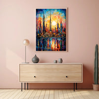 Futuristic Cityscape Mosaic Art Print: Futuristic Sci-Fi Poster