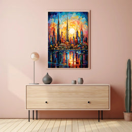 Futuristic Cityscape Mosaic Art Print: Futuristic Sci-Fi Poster