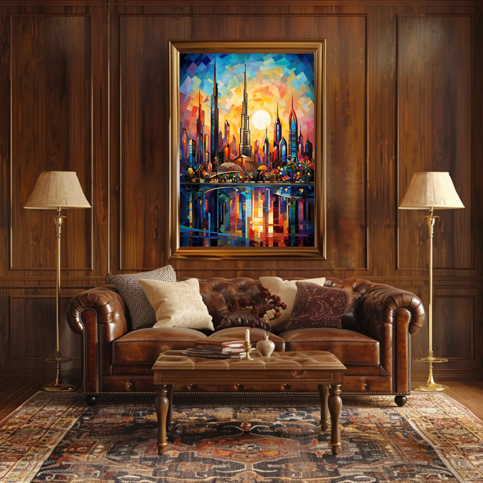 Futuristic Cityscape Mosaic Art Print: Futuristic Sci-Fi Poster