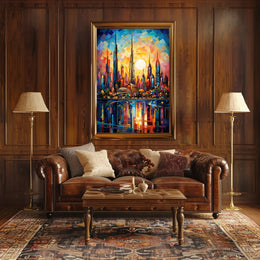 Futuristic Cityscape Mosaic Art Print: Futuristic Sci-Fi Poster