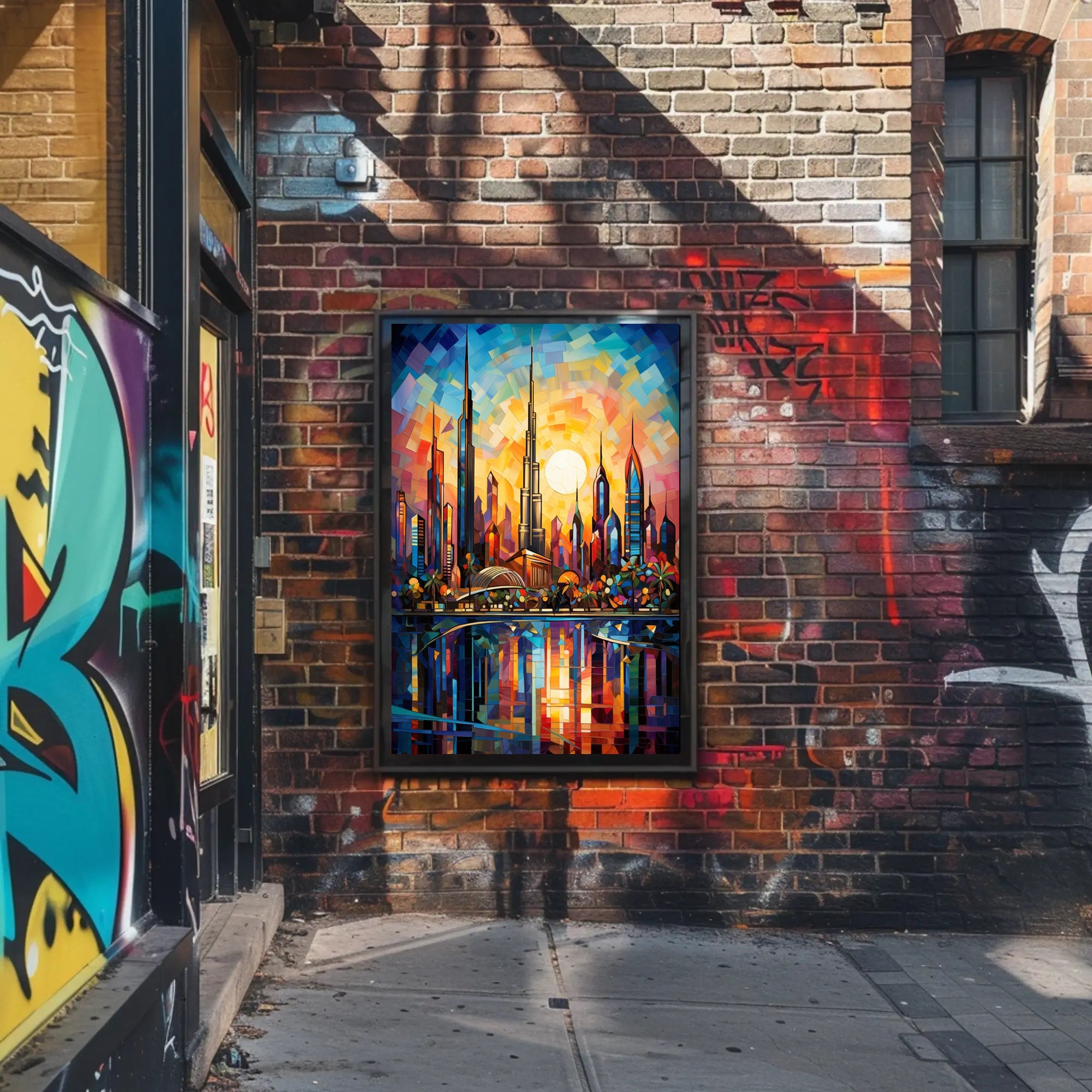 Futuristic Cityscape Mosaic Art Print: Futuristic Sci-Fi Poster