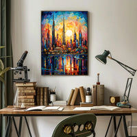 Futuristic Cityscape Mosaic Art Print: Futuristic Sci-Fi Poster